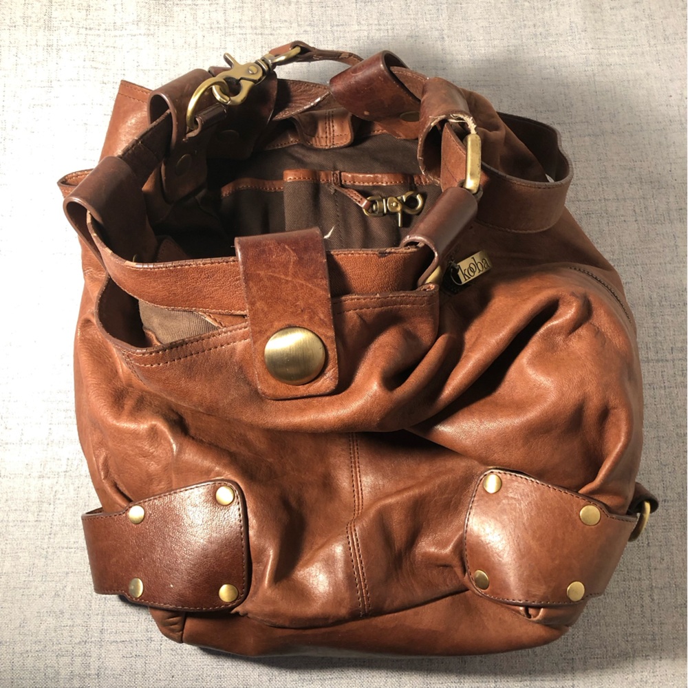 Kooba Brown Leather Bucket Bag with gold hardware - Picture 2 of 15